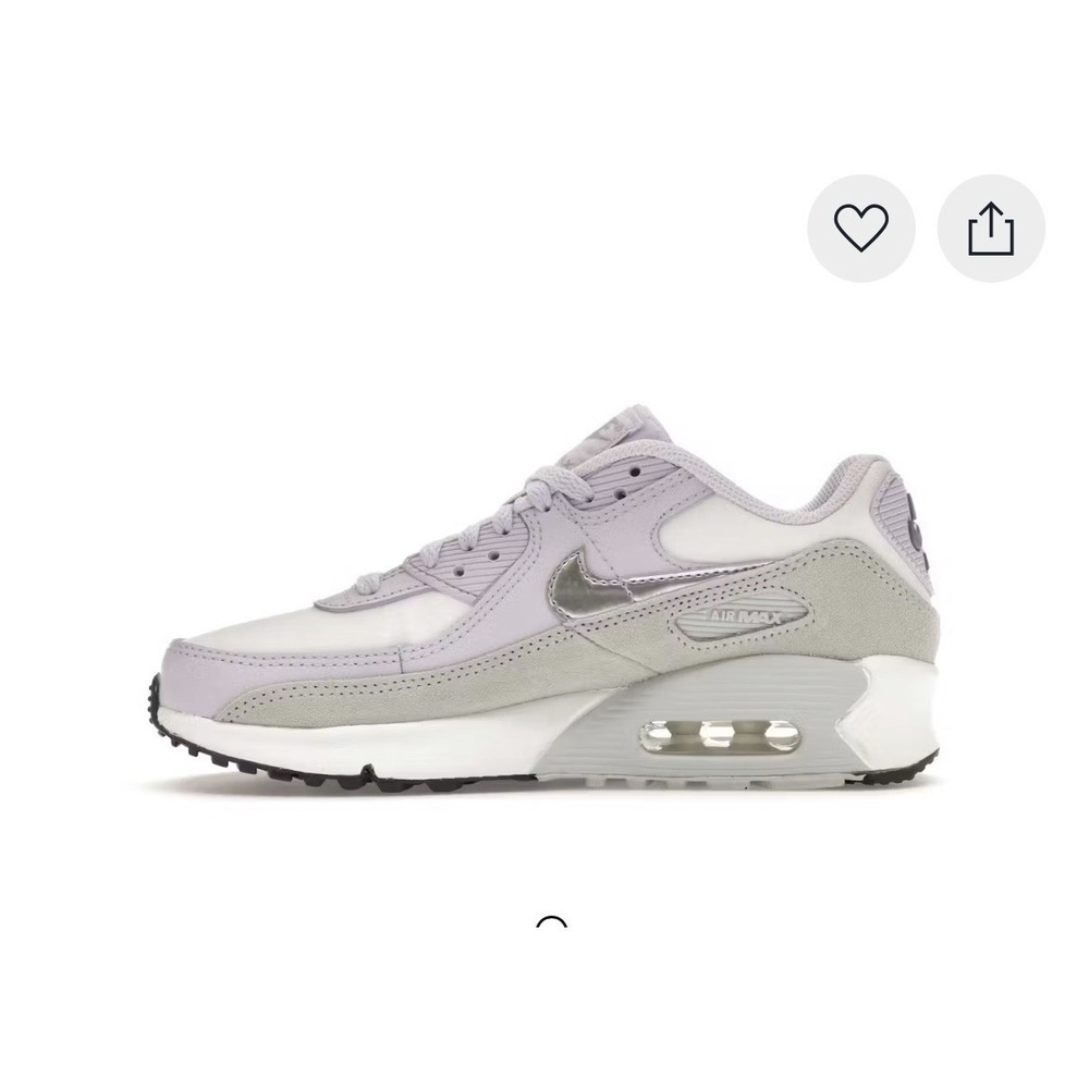 Nike Air Max 90 leather GS White Violet Frost Size 7Y Women's 8.5 CD6864-123